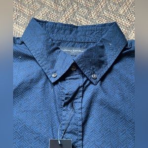 Banana Republic short sleeve slim fit button down blue/black